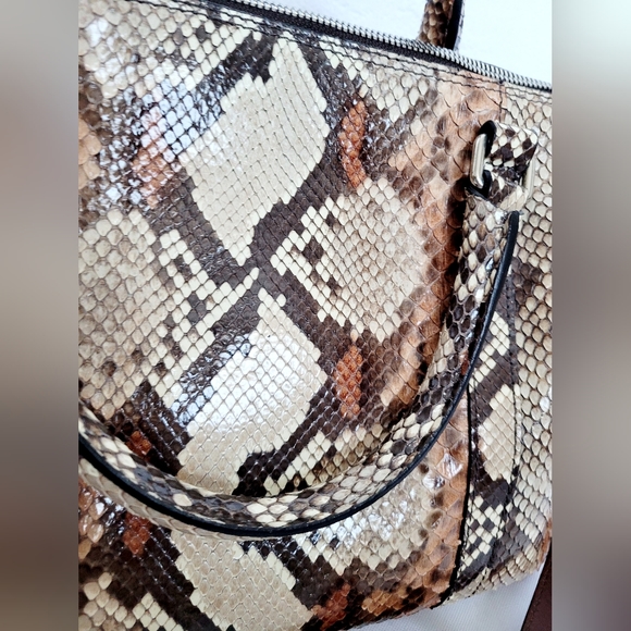 Enrico Pucci Women's Real Python Snakeskin Leather Set Bag+Belt Brown/Tan - Picture 13 of 16